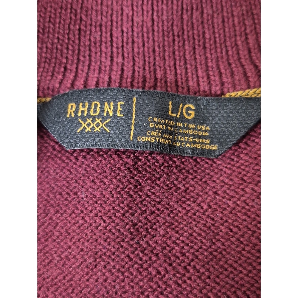 Rhone Sweater Mens Large Red Commuter 1/4 Zip Performance Golf Prep Pullover - Picture 2 of 7